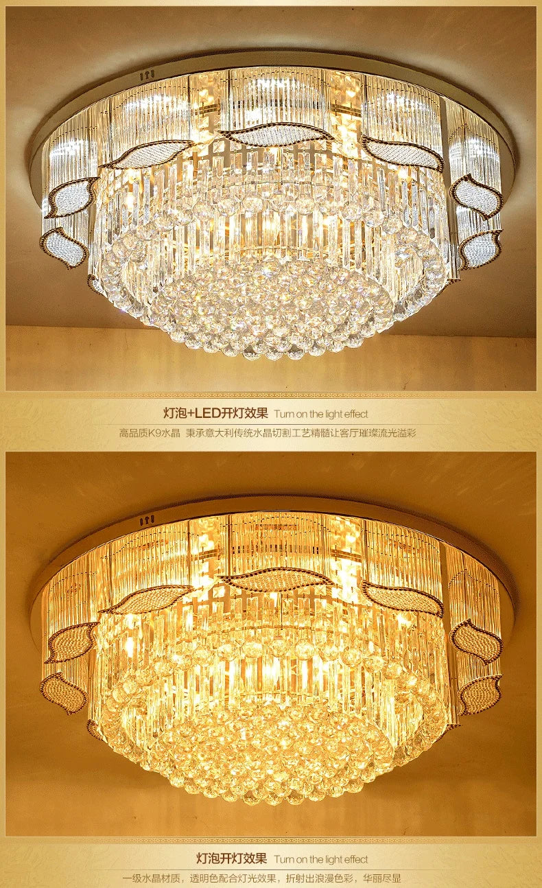 Modern Gold Square Circular Led Crystal Ceiling Lamp Living Room Hall Bedroom for Hotel  Luxurious Plafondlamp Ceiling Lights