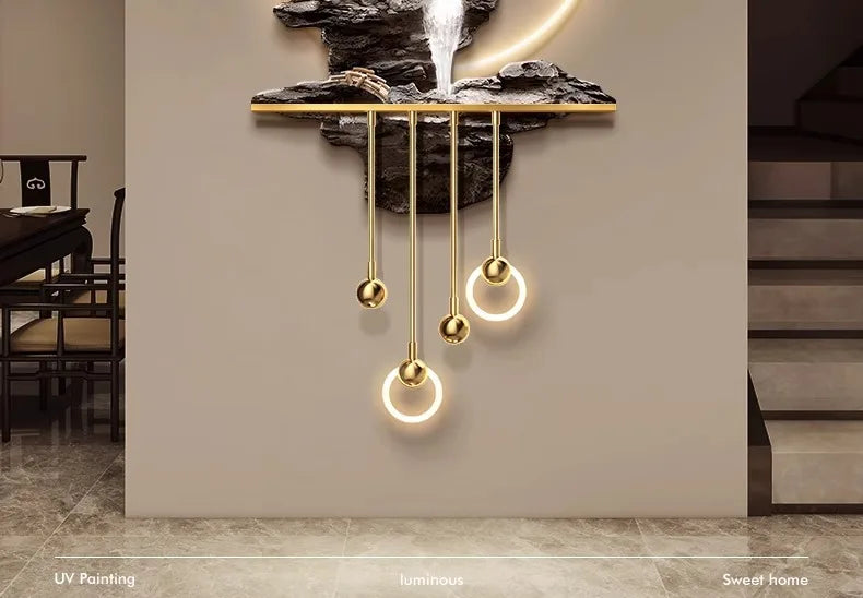 Interior Items Decorative Wall Lamp Modern LED Elk Crystal Porcelain Mural Light Living Room Hanging Paintings Lighting Home