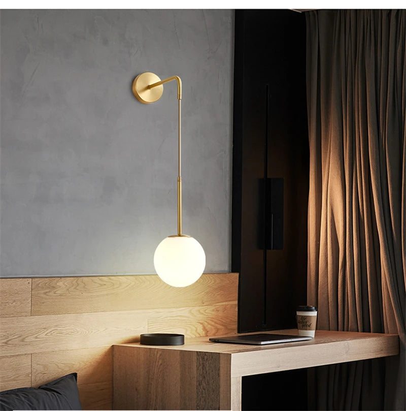 Modern Simple Glass Wall Lamp Nordic Creative LED Luxury Wall Lamps for Living Room Bedroom Bedside Wall Light Fixtures Lighting