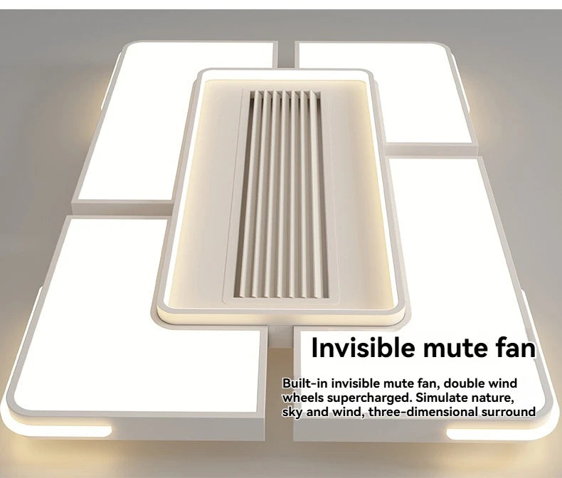 New Ceiling Fan Bladeless with Light Living Dining Room Cold Warm Mode LED Invisible Ceiling Fan Lamp Remote Control Bedroom