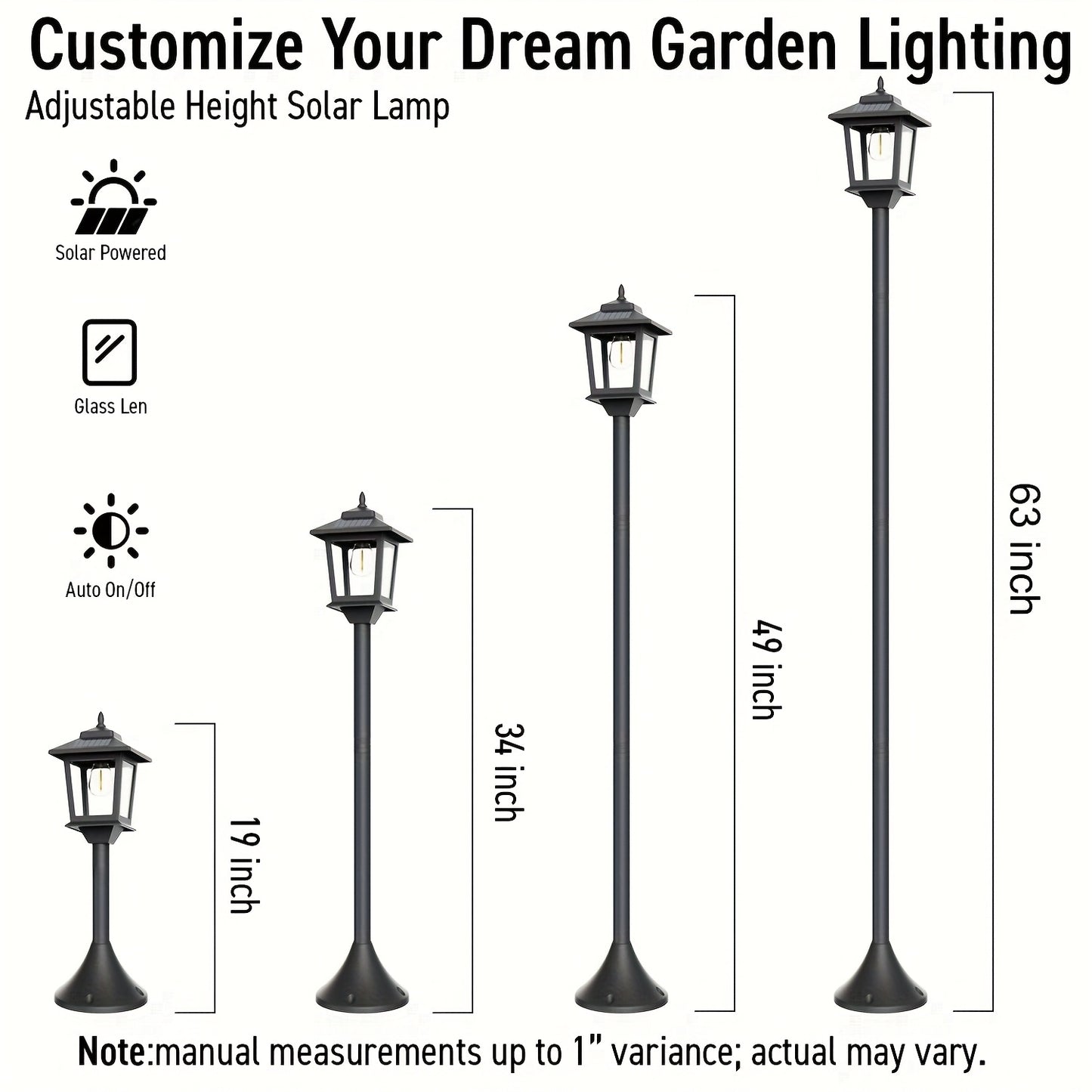 2-Pack Outdoor Solar Lamp Post Lights, Aluminum Floor Lamps for Garden, Yard & Pathway with Warm White Front/Back Door Lighting, Solar Lamp Post Outdoor, Solar Post Lights, Solar Lights for Outside, Solar Fence Post Lights, S