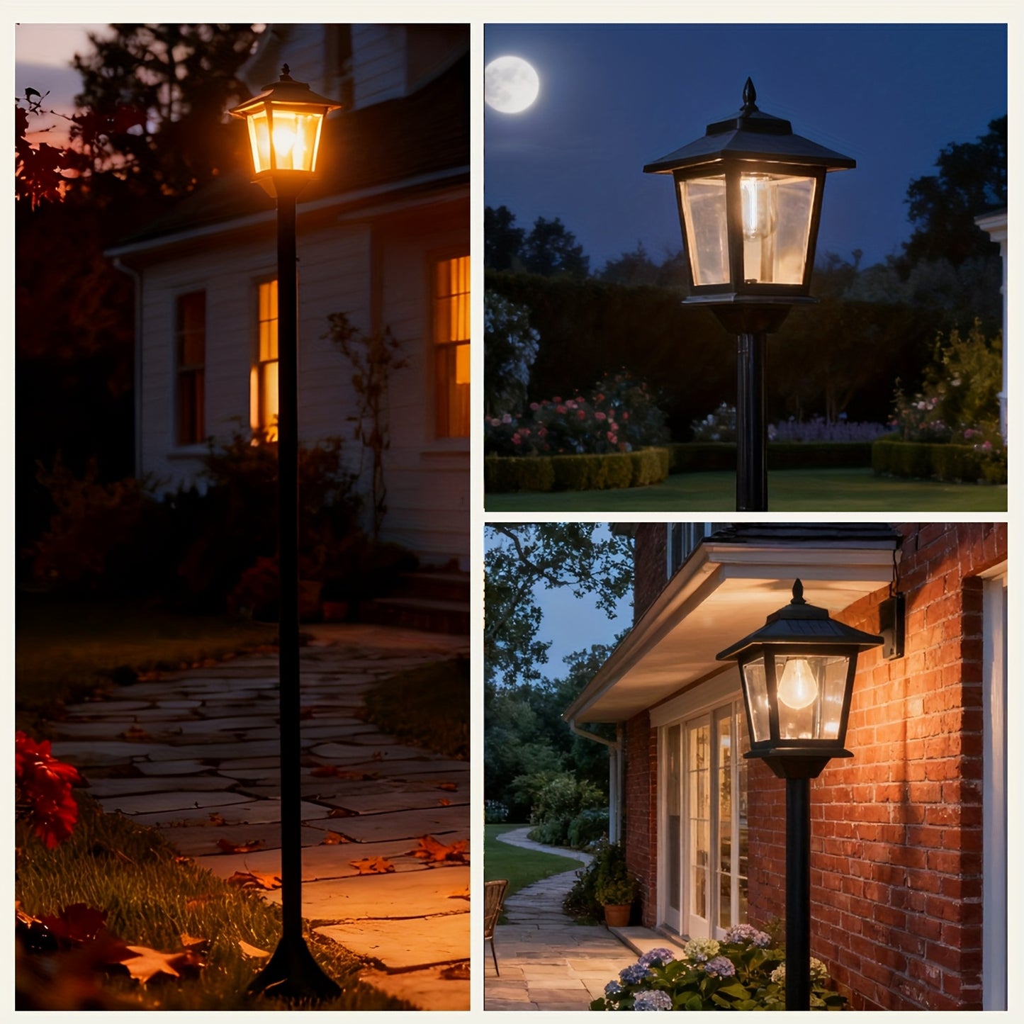 2-Pack Outdoor Solar Lamp Post Lights, Aluminum Floor Lamps for Garden, Yard & Pathway with Warm White Front/Back Door Lighting, Solar Lamp Post Outdoor, Solar Post Lights, Solar Lights for Outside, Solar Fence Post Lights, S