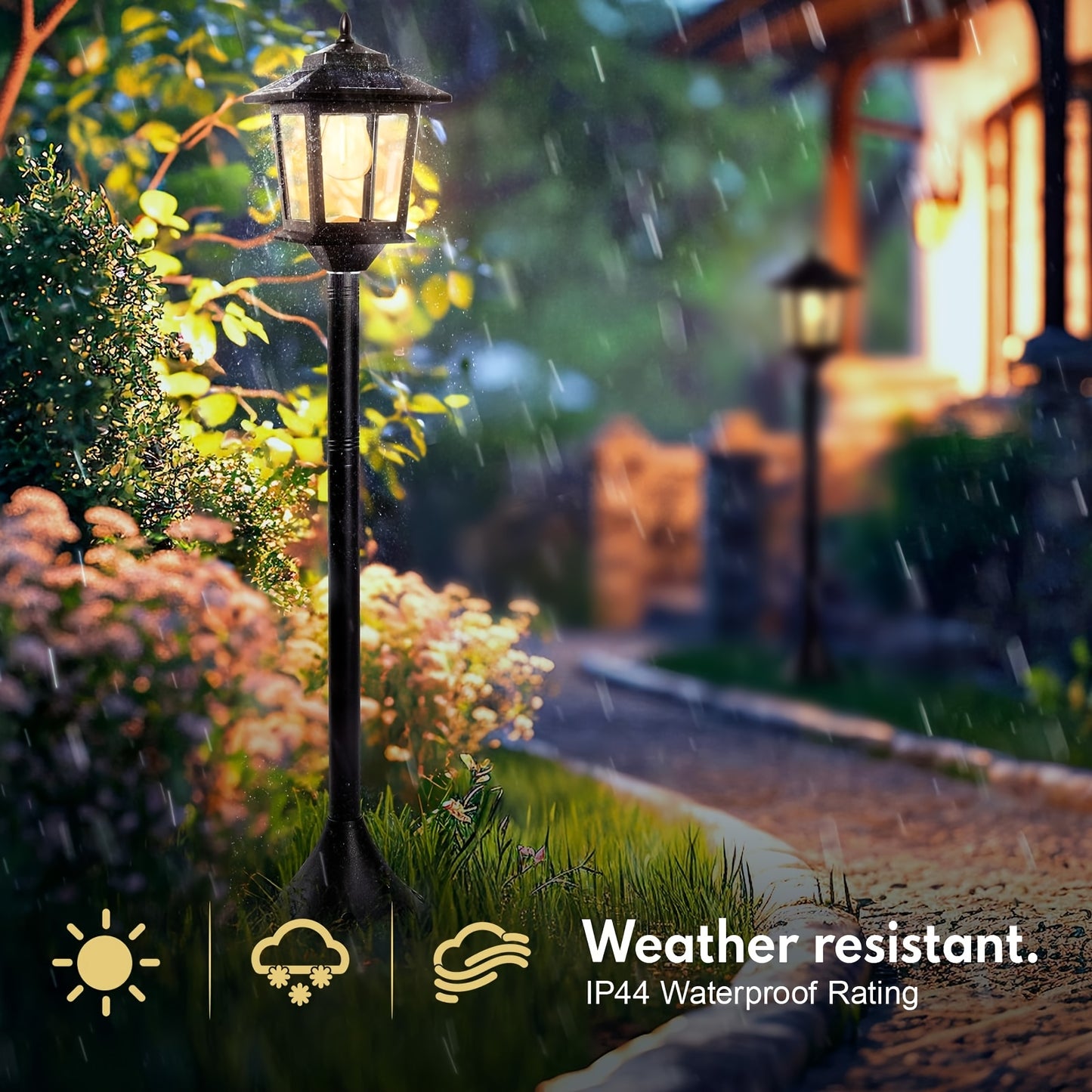 2-Pack Outdoor Solar Lamp Post Lights, Aluminum Floor Lamps for Garden, Yard & Pathway with Warm White Front/Back Door Lighting, Solar Lamp Post Outdoor, Solar Post Lights, Solar Lights for Outside, Solar Fence Post Lights, S