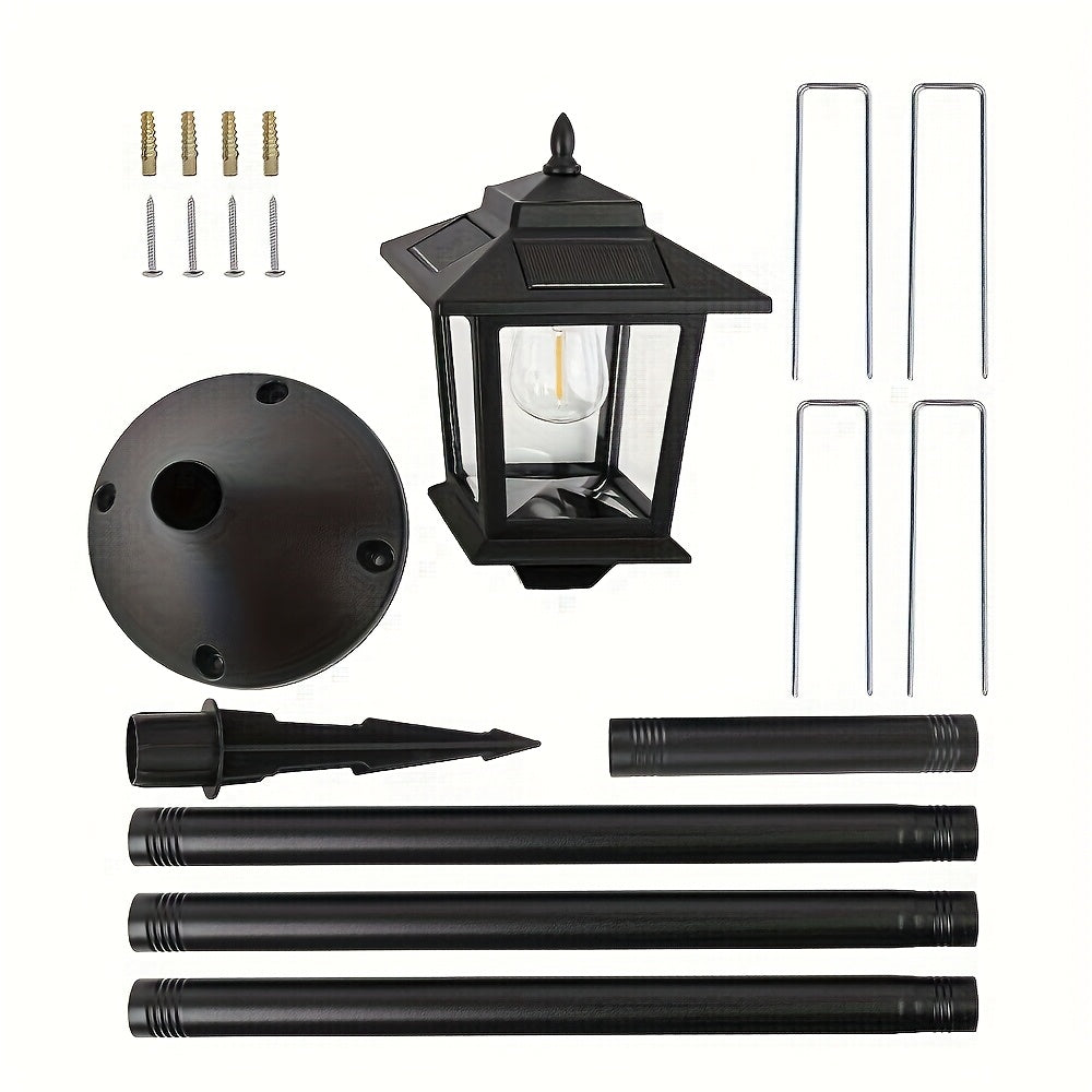 2-Pack Outdoor Solar Lamp Post Lights, Aluminum Floor Lamps for Garden, Yard & Pathway with Warm White Front/Back Door Lighting, Solar Lamp Post Outdoor, Solar Post Lights, Solar Lights for Outside, Solar Fence Post Lights, S