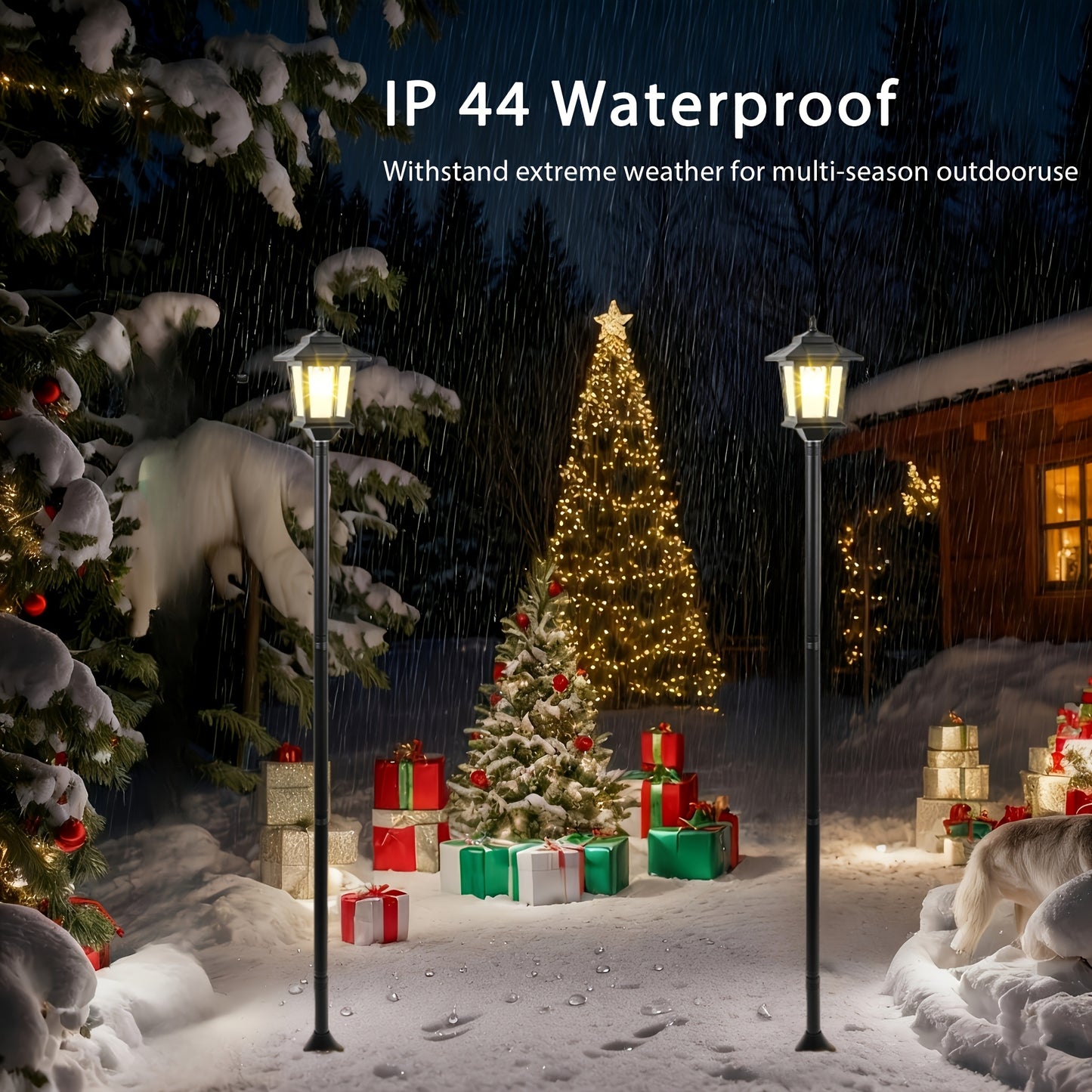 2-Pack Outdoor Solar Lamp Post Lights, Aluminum Floor Lamps for Garden, Yard & Pathway with Warm White Front/Back Door Lighting, Solar Lamp Post Outdoor, Solar Post Lights, Solar Lights for Outside, Solar Fence Post Lights, S