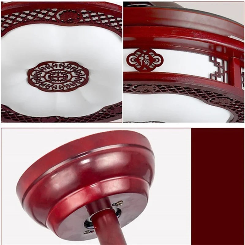 DLMH Ceiling Fan Light Invisible Lamp With Remote Control Modern Red Elegance For Home Restaurant Dining Room
