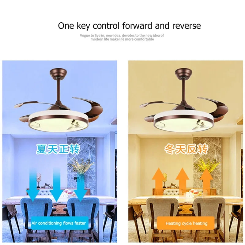 DLMH New Ceiling Fan Light Invisible Lamp With Remote Control Modern LED For Home 110V 240V