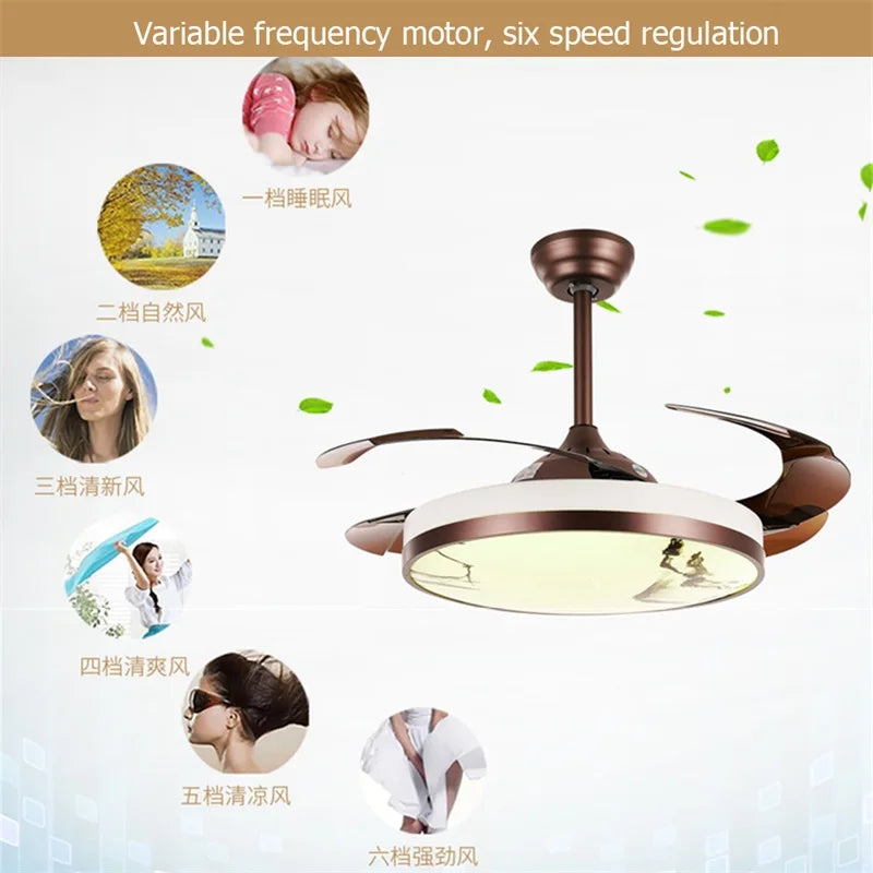 DLMH New Ceiling Fan Light Invisible Lamp With Remote Control Modern LED For Home 110V 240V