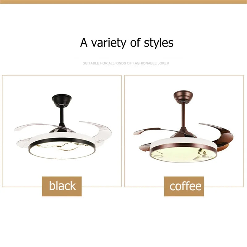 DLMH New Ceiling Fan Light Invisible Lamp With Remote Control Modern LED For Home 110V 240V