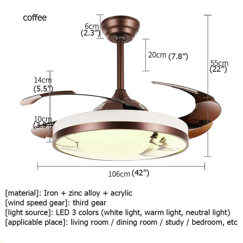DLMH New Ceiling Fan Light Invisible Lamp With Remote Control Modern LED For Home 110V 240V