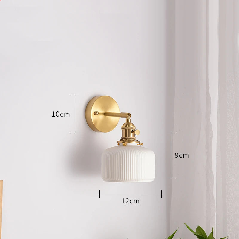 Elk Ceramic Lampshade LED Wall Lamps Sconce Copper Pull Chain Bedroom Bathroom Mirror Light Nordic Modern Lighting Lampara Pared
