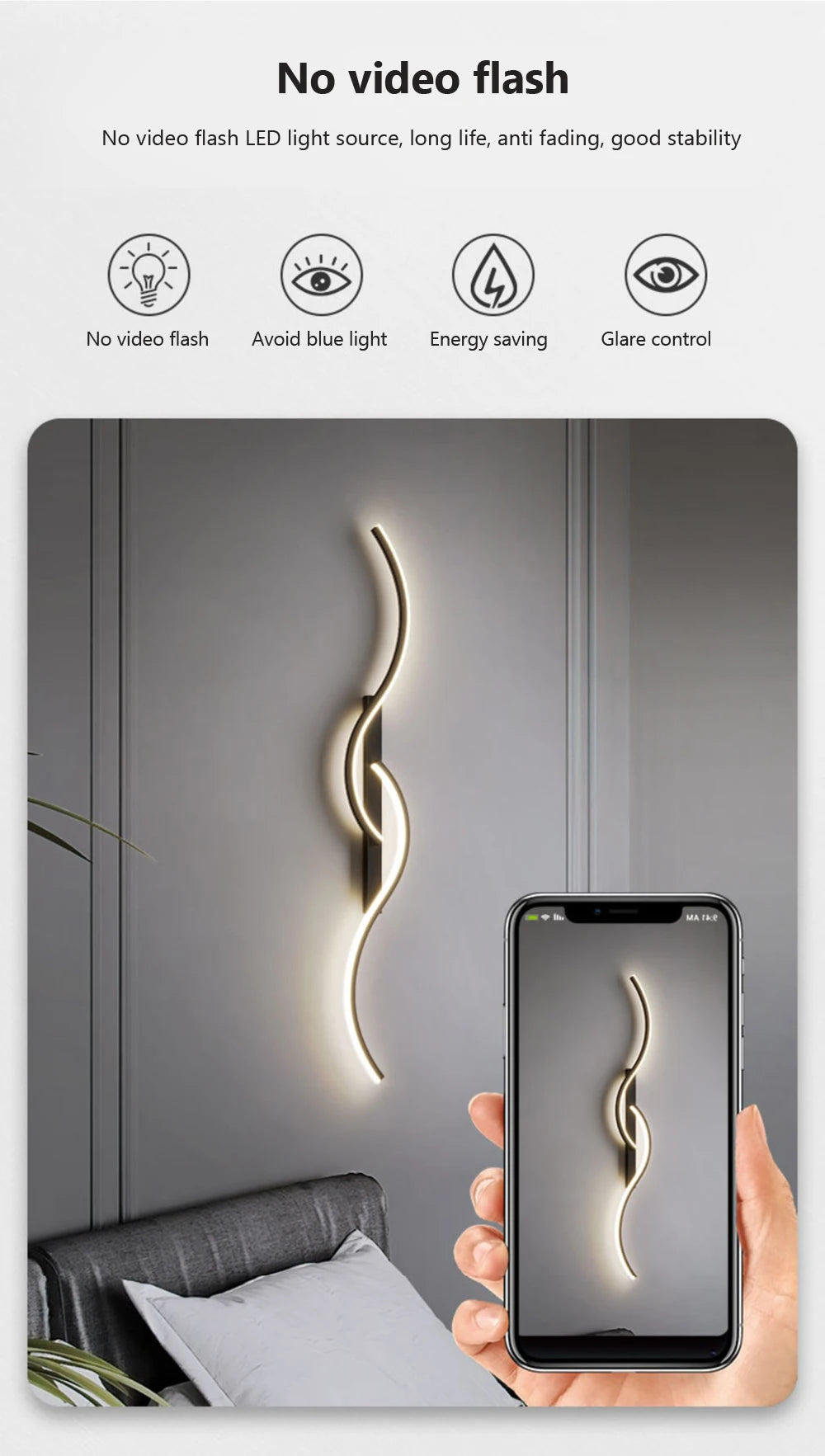 Modern LED Wall Lamp Minimalist Long-Strip Lighting Fixture For Tv Background Lighting In Living Room Bedside Lighting Bedroom