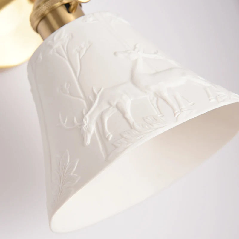 Elk Ceramic Lampshade LED Wall Lamps Sconce Copper Pull Chain Bedroom Bathroom Mirror Light Nordic Modern Lighting Lampara Pared