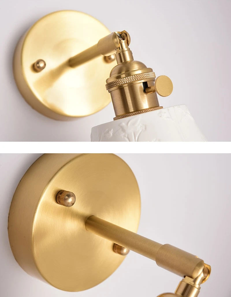 Elk Ceramic Lampshade LED Wall Lamps Sconce Copper Pull Chain Bedroom Bathroom Mirror Light Nordic Modern Lighting Lampara Pared