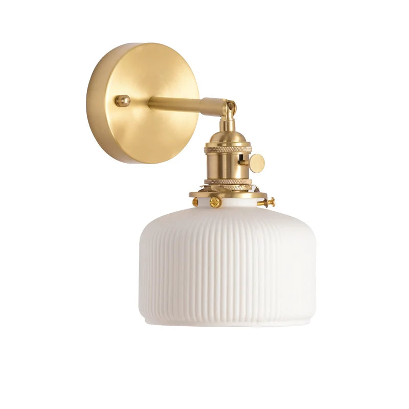 Elk Ceramic Lampshade LED Wall Lamps Sconce Copper Pull Chain Bedroom Bathroom Mirror Light Nordic Modern Lighting Lampara Pared