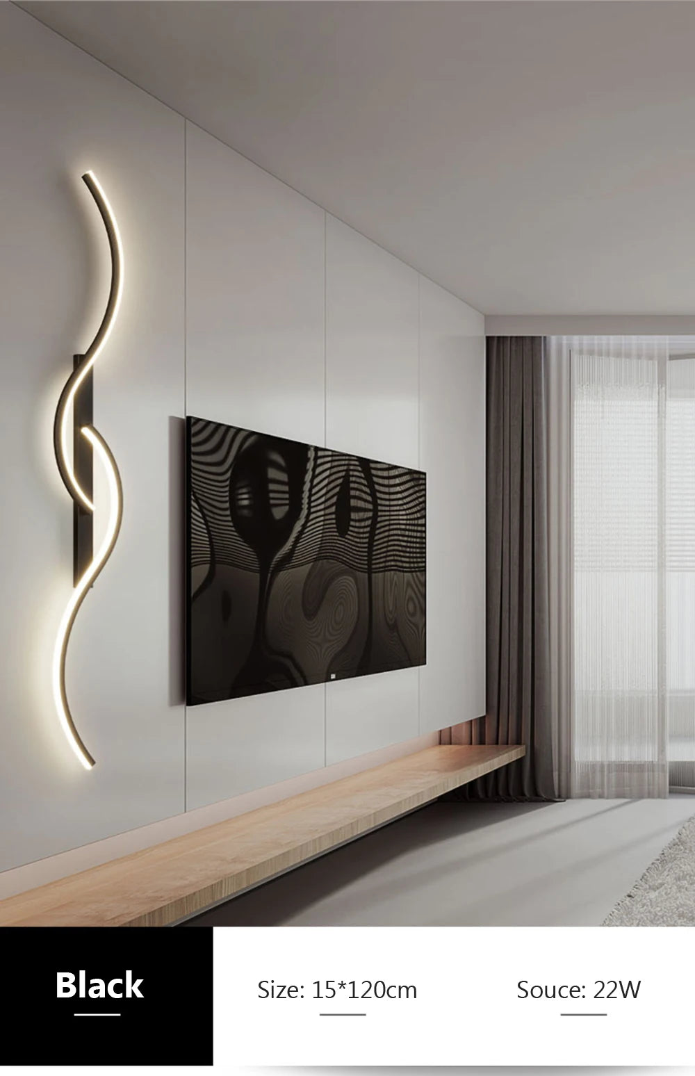 Modern LED Wall Lamp Minimalist Long-Strip Lighting Fixture For Tv Background Lighting In Living Room Bedside Lighting Bedroom