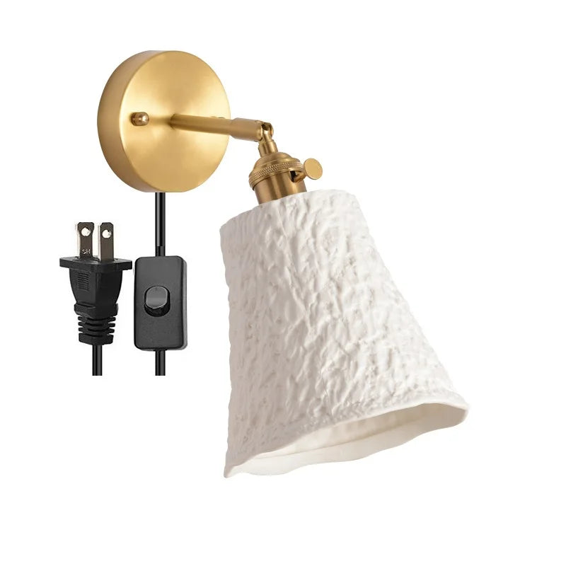 Elk Ceramic Lampshade LED Wall Lamps Sconce Copper Pull Chain Bedroom Bathroom Mirror Light Nordic Modern Lighting Lampara Pared