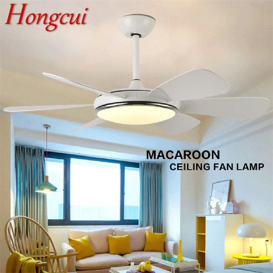 Hongcui Ceiling Fan LED Light With Remote Control 3 Colors 220V 110V Modern Decorative for Rooms Dining Room Bedroom