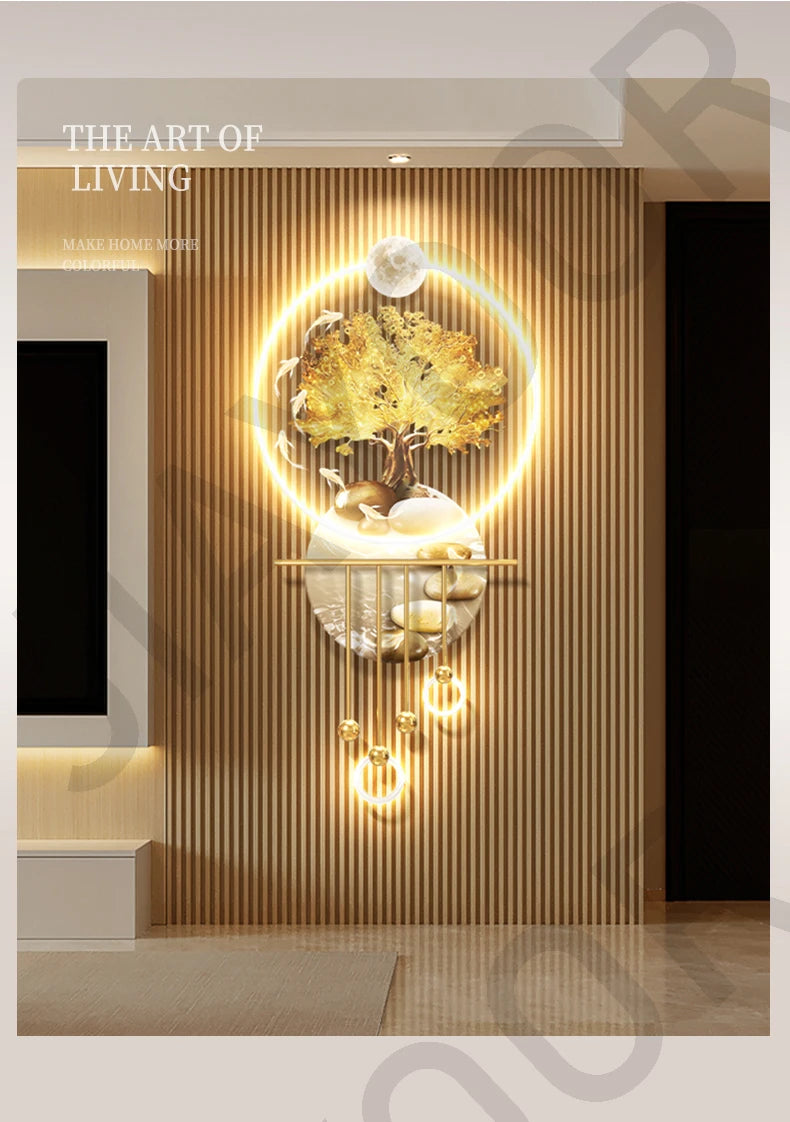 Fortune Tree Background Wall Living Room Luminous Mural Lamp room decoration wall lamp interior wall light led lights wall panel