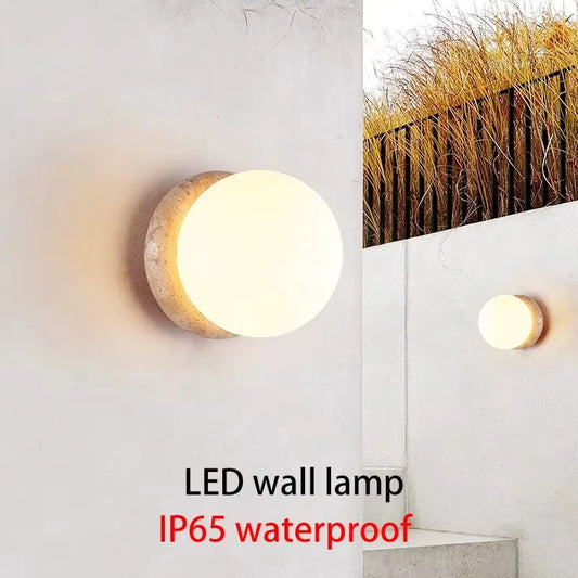 Luma Nordic Style Wall Lamp Stone Material Sconce Light for Garden Exterior Balcony Decoration Lighting Fixture Home Light Round