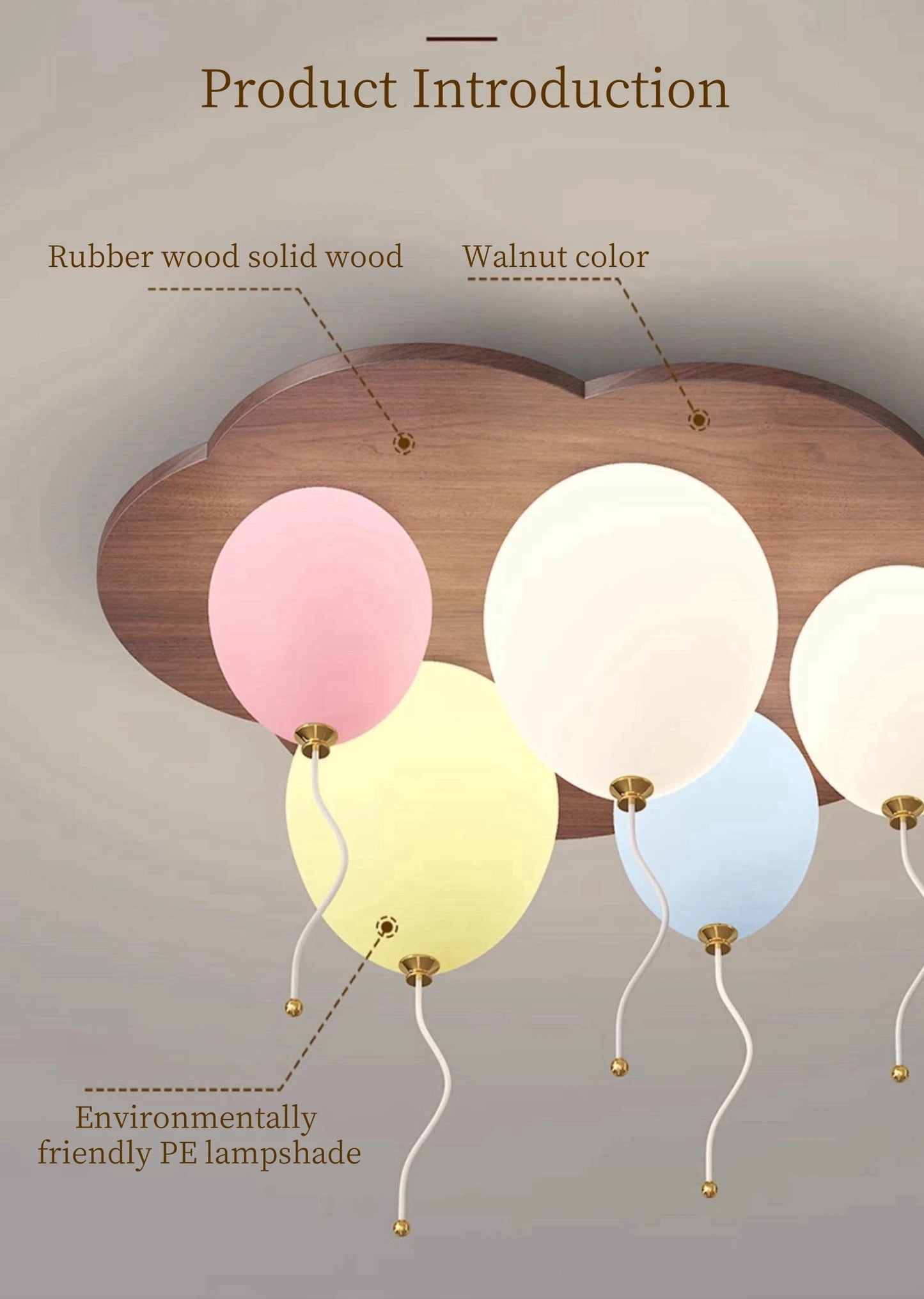 Modern Balloon LED Ceiling Lights Wooden For Children's Room Decoration Baby's Boy Girl Bedroom Lustre Creative Chandelier Lamp