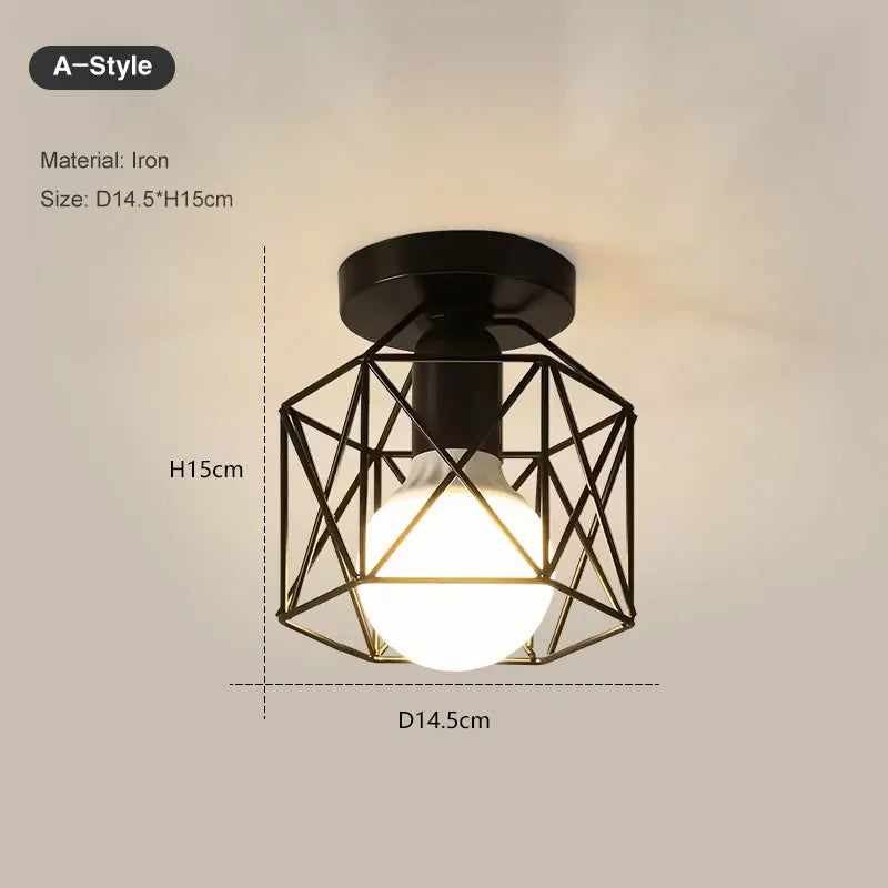 Ceiling Lights Ceiling Lamps For Corridor Foyer Aisle Black Metal Indoor Cage Chandelier Lighting for Home