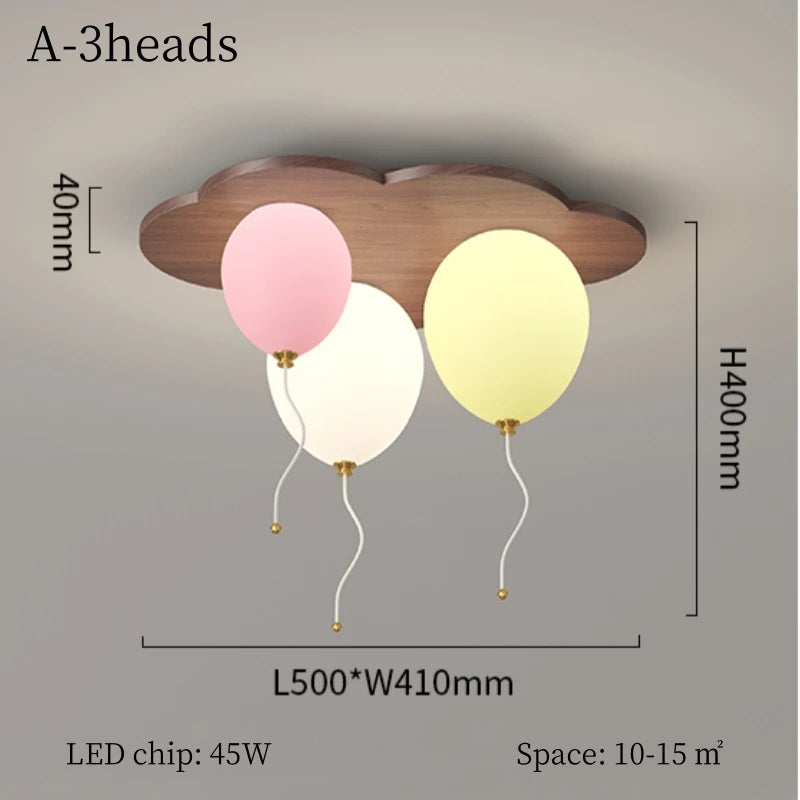 Modern Balloon LED Ceiling Lights Wooden For Children's Room Decoration Baby's Boy Girl Bedroom Lustre Creative Chandelier Lamp