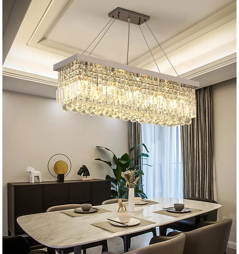 LED Crystal Chandelier Modern Dining Pendant Home Lamp Hanging Living Woonkamer Dining Room Household Lights For Bedroom Kitchen