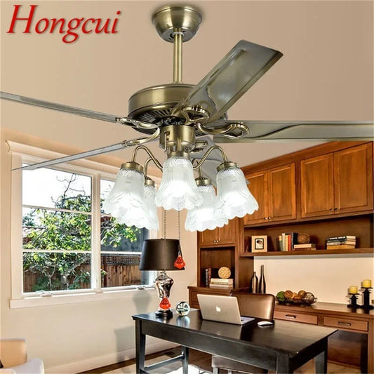 Hongcui Classical Ceiling Fan Light Large 52 Inch Lamp With Remote Control Modern Simple LED For Home Living Room