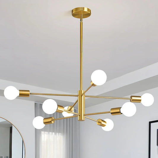 Household Living Room Chandelier Light 6/8/10/12 Lamps Heads Modern Dining Room Bedroom Gold/Black Ceiling Chandelier Lamp E27