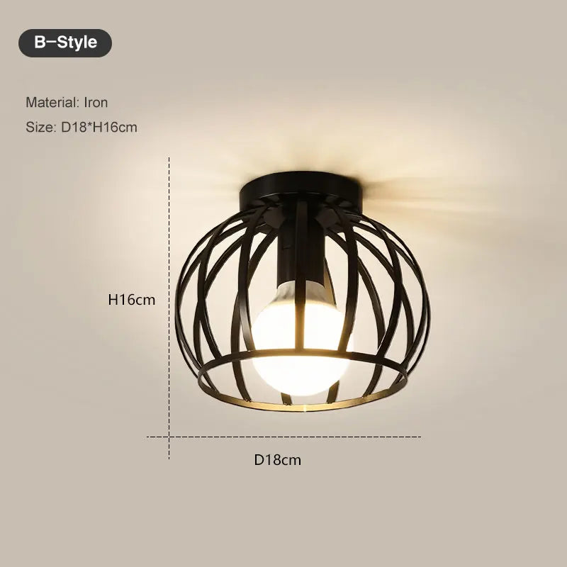 Ceiling Lights Ceiling Lamps For Corridor Foyer Aisle Black Metal Indoor Cage Chandelier Lighting for Home