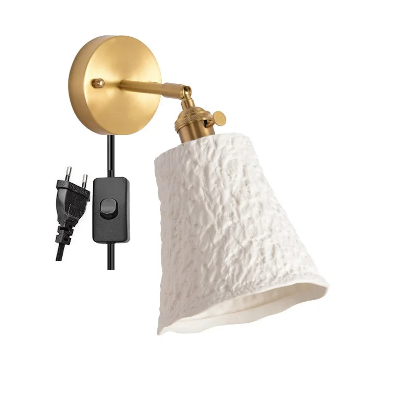 Elk Ceramic Lampshade LED Wall Lamps Sconce Copper Pull Chain Bedroom Bathroom Mirror Light Nordic Modern Lighting Lampara Pared