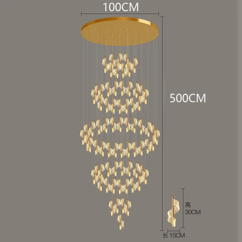 Modern LED Staircase Chandelier Living Room Villa Hall Light Luxury Long Line Spiral Duplex Building Nordic Simple Chandelier