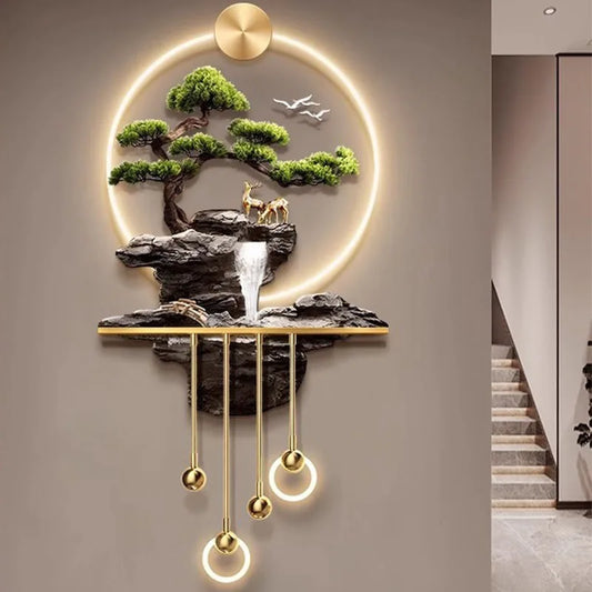 Interior Items Decorative Wall Lamp Modern LED Elk Crystal Porcelain Mural Light Living Room Hanging Paintings Lighting Home
