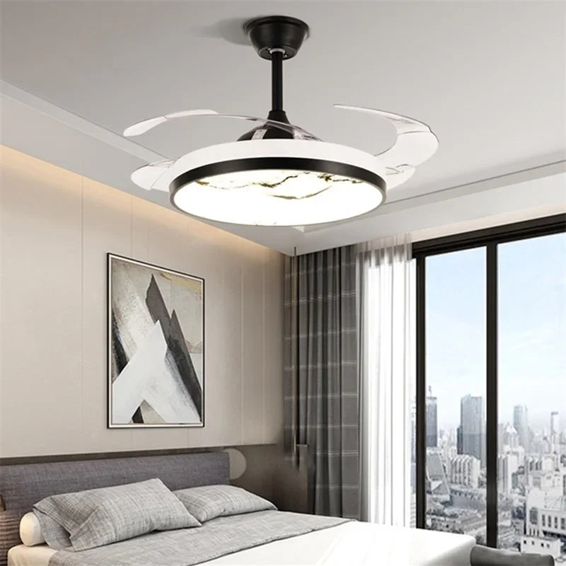 DLMH New Ceiling Fan Light Invisible Lamp With Remote Control Modern LED For Home 110V 240V