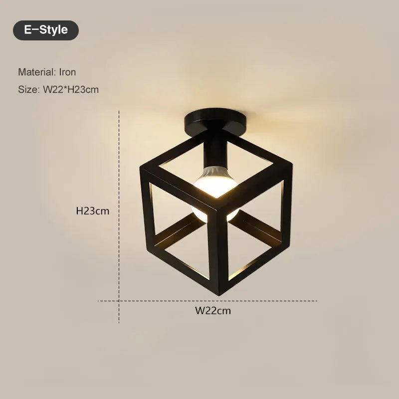 Ceiling Lights Ceiling Lamps For Corridor Foyer Aisle Black Metal Indoor Cage Chandelier Lighting for Home
