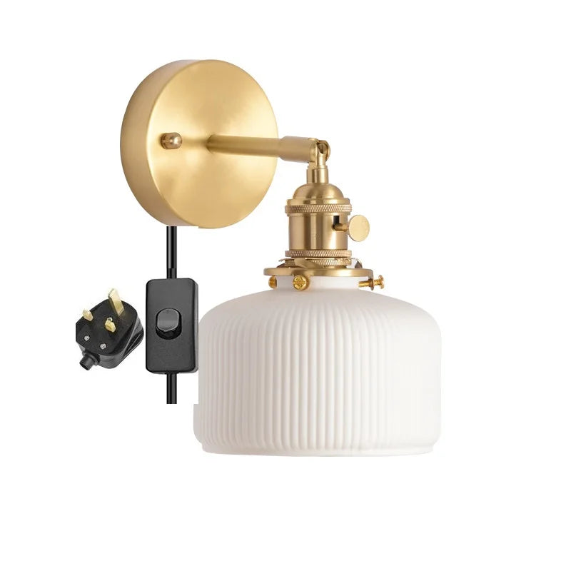 Elk Ceramic Lampshade LED Wall Lamps Sconce Copper Pull Chain Bedroom Bathroom Mirror Light Nordic Modern Lighting Lampara Pared