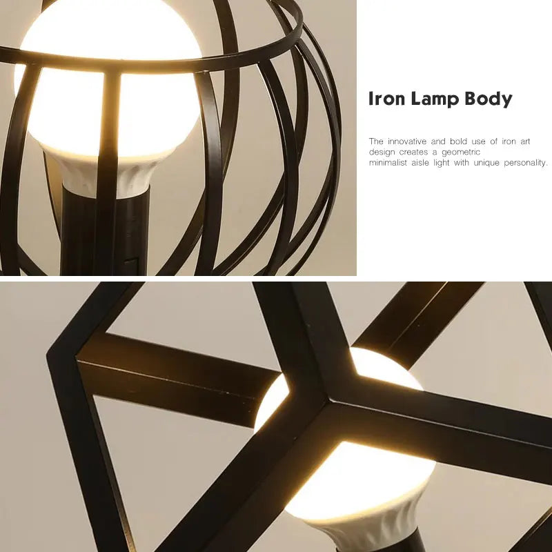 Ceiling Lights Ceiling Lamps For Corridor Foyer Aisle Black Metal Indoor Cage Chandelier Lighting for Home