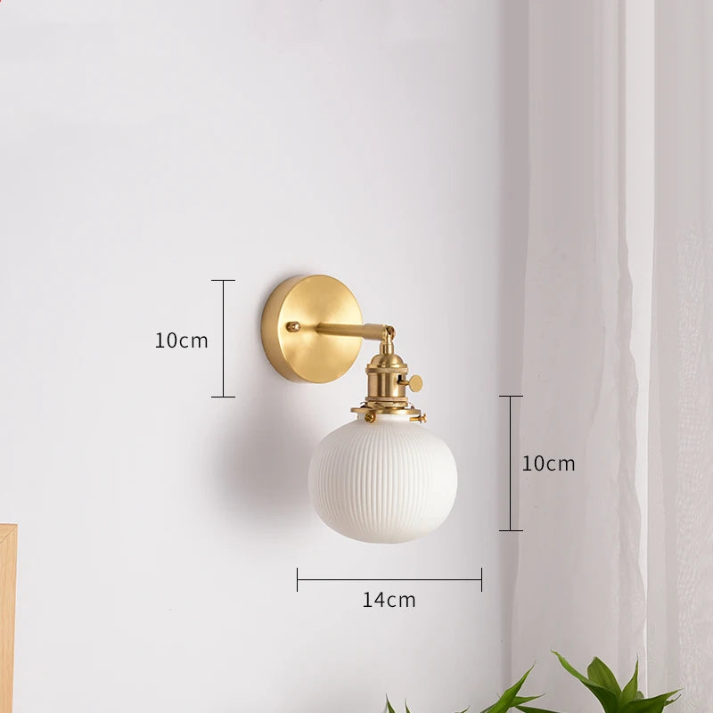 Elk Ceramic Lampshade LED Wall Lamps Sconce Copper Pull Chain Bedroom Bathroom Mirror Light Nordic Modern Lighting Lampara Pared