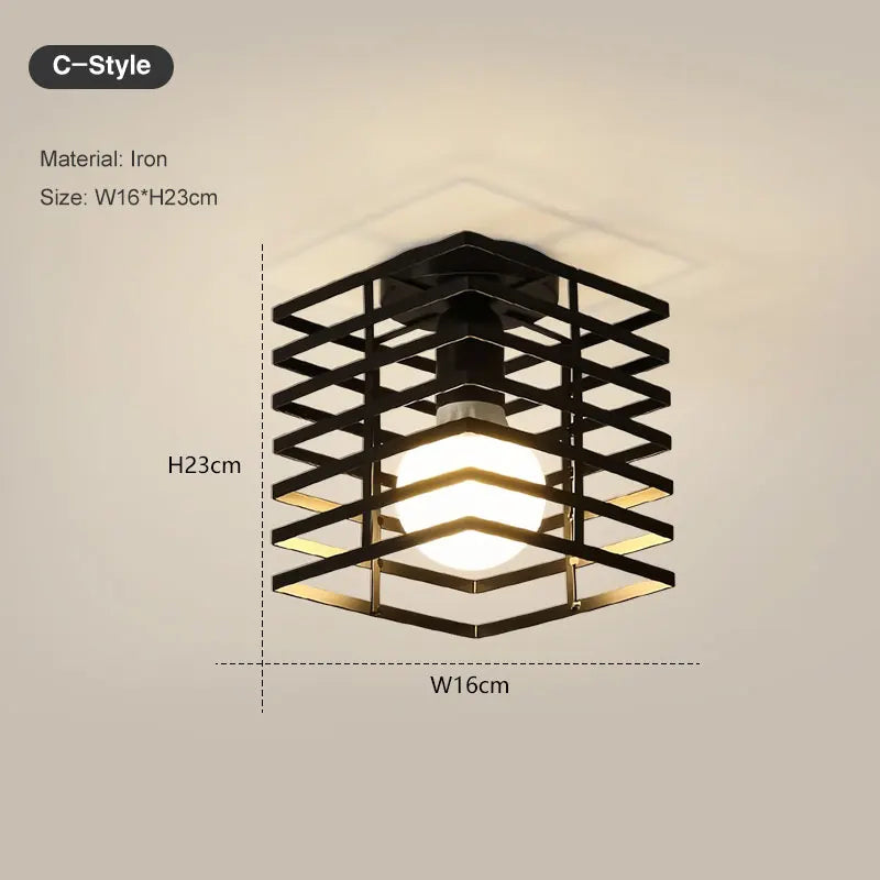 Ceiling Lights Ceiling Lamps For Corridor Foyer Aisle Black Metal Indoor Cage Chandelier Lighting for Home