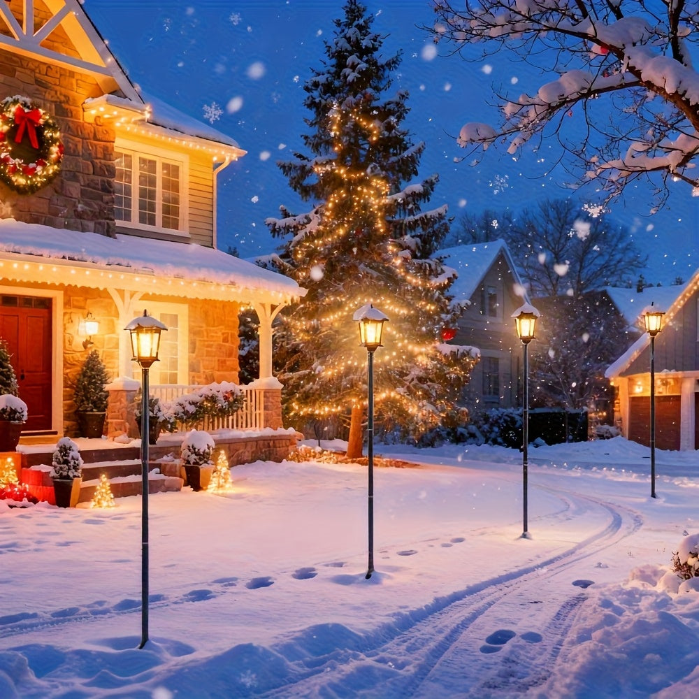 2-Pack Outdoor Solar Lamp Post Lights, Aluminum Floor Lamps for Garden, Yard & Pathway with Warm White Front/Back Door Lighting, Solar Lamp Post Outdoor, Solar Post Lights, Solar Lights for Outside, Solar Fence Post Lights, S