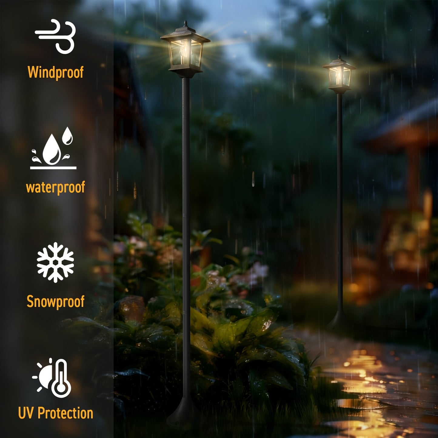 2-Pack Outdoor Solar Lamp Post Lights, Aluminum Floor Lamps for Garden, Yard & Pathway with Warm White Front/Back Door Lighting, Solar Lamp Post Outdoor, Solar Post Lights, Solar Lights for Outside, Solar Fence Post Lights, S