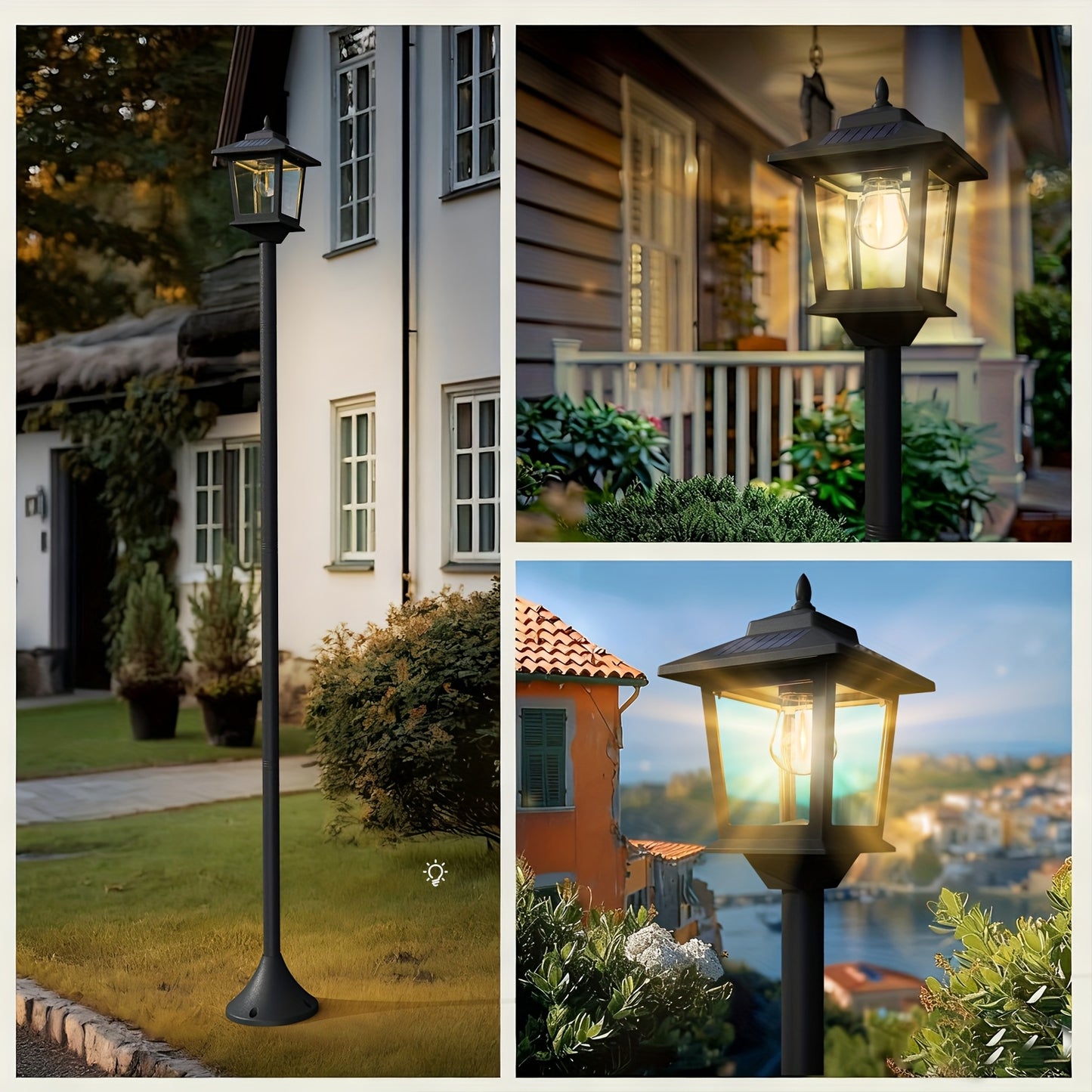 2-Pack Outdoor Solar Lamp Post Lights, Aluminum Floor Lamps for Garden, Yard & Pathway with Warm White Front/Back Door Lighting, Solar Lamp Post Outdoor, Solar Post Lights, Solar Lights for Outside, Solar Fence Post Lights, S